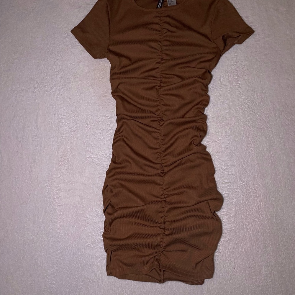 Ruched Brown Dress